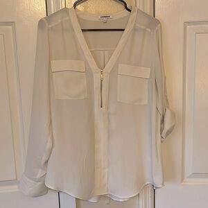 Express White Blouse Size Large